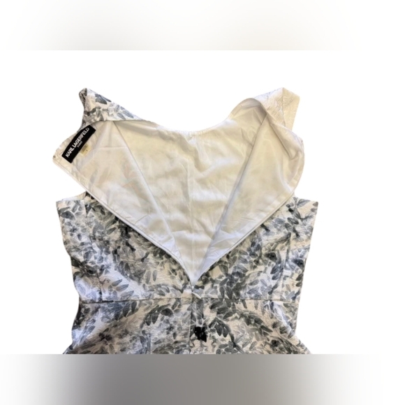 Karl Lagerfeld Dress EUC Midi Floral White Grey Sleeveless Size 6 - Picture 7 of 11